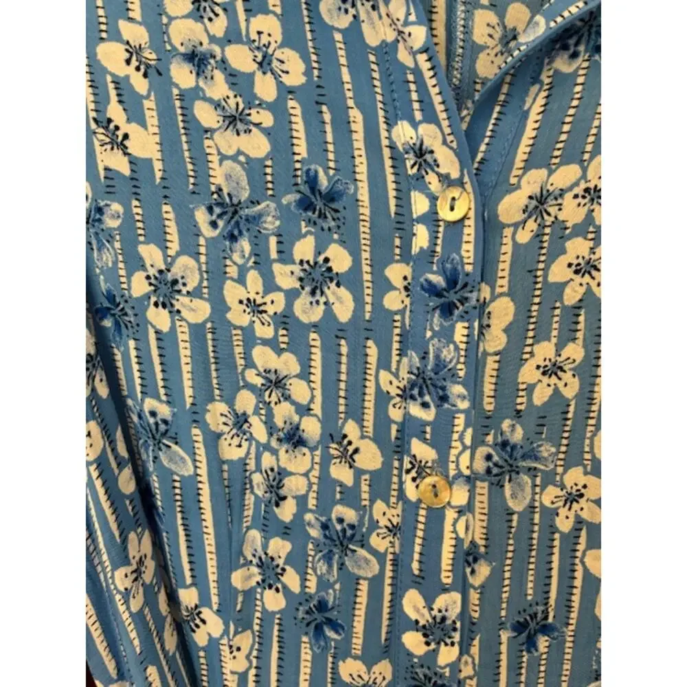 Zara “Marilyn” Belted Maxi Blue and White Floral Dress‎ Size Small - Picture 5 of 8